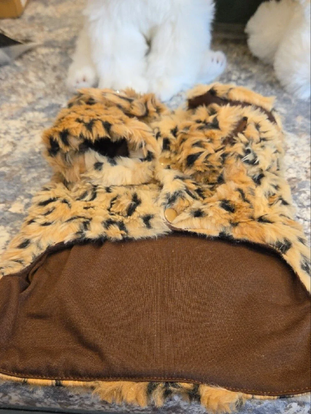 Faux Fur Leopard-Print Dogs Coat - Brown/Black